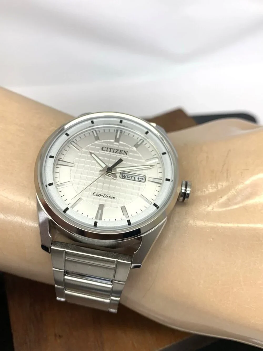 Citizen Men's Watch AW0080-57A Eco Drive Silver Dial Day Date Stainless Steel